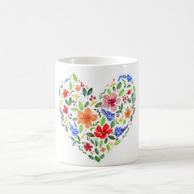 Caneca De Café Coração Floral (Centro)