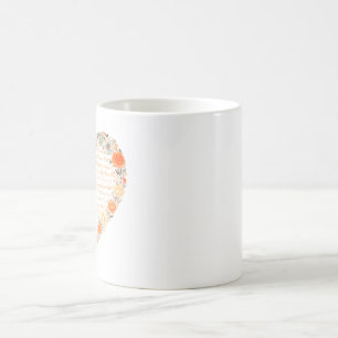 Caneca De Café Coração Floral de Palavras - Mug Elegante para Amo