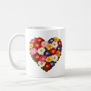 Caneca De Café Coração Floral de Prímula Flor de Nascimento de Fe