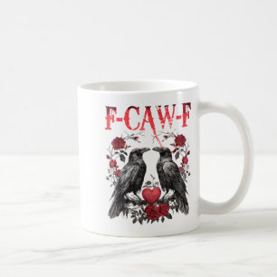 Caneca De Café Coração Floral Engraçado Corvo F-caw-f Anti Dia do