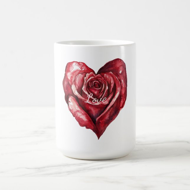 Caneca De Café Coração Floral Romântico Rosa vermelha (Centro)