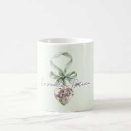 Caneca De Café Coração Floral Verde Pistache Lavanda Roxa