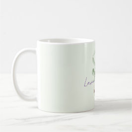 Caneca De Café Coração Floral Verde Pistache Lavanda Roxa