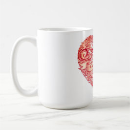 Caneca De Café Coração Floral Vermelho Vintage Dia dos Namorados