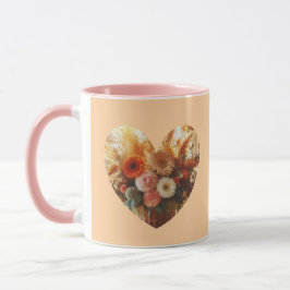 Caneca de Café Coração Florido (Flores Delicadas)