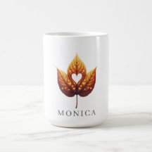 Coração Folha Minimalista Laranja Personalizado