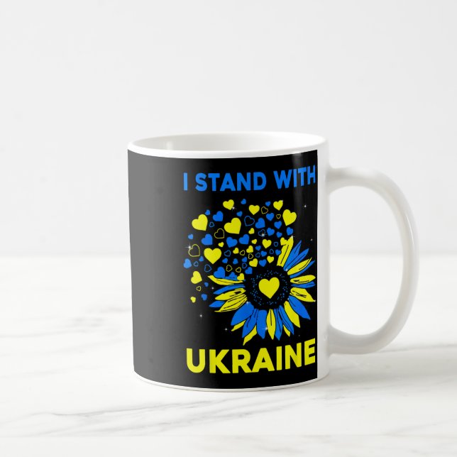 Caneca De Café Coração Girassol Eu Fico Com a Ucrânia  (Direita)