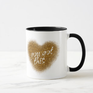 Caneca de Café Coração Glamour YOU GOT THIS Brilho