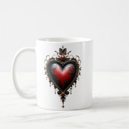 Caneca De Café Coração Gótico Vermelho Vitoriano