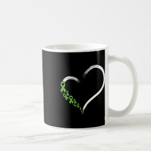 Caneca De Café Coração Laço Verde Apoia a Conscientização sobre S