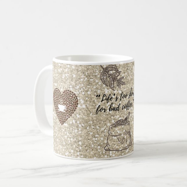 Caneca de Café Coração | Marrom Rústico (Frente Esquerda)