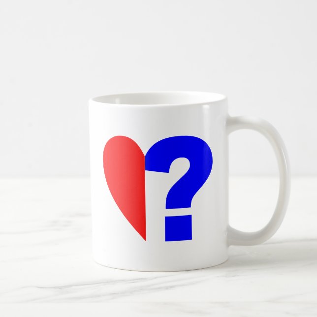 Caneca De Café coração meio ponto de interrogação ajudou heart (Direita)