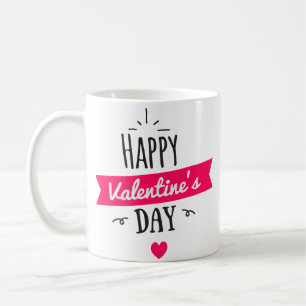 Caneca De Café Coração Mínima Negra-Rosa-Rosa-Negro-Negrito-Na mo
