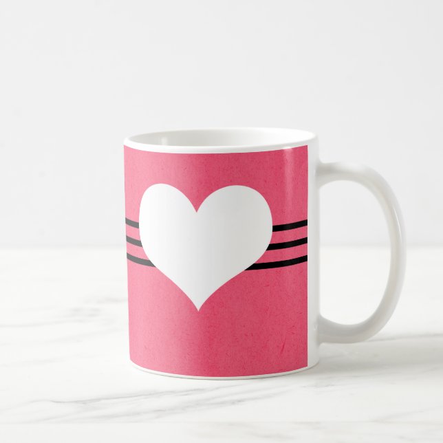Caneca De Café Coração Moderno Rosa (Direita)