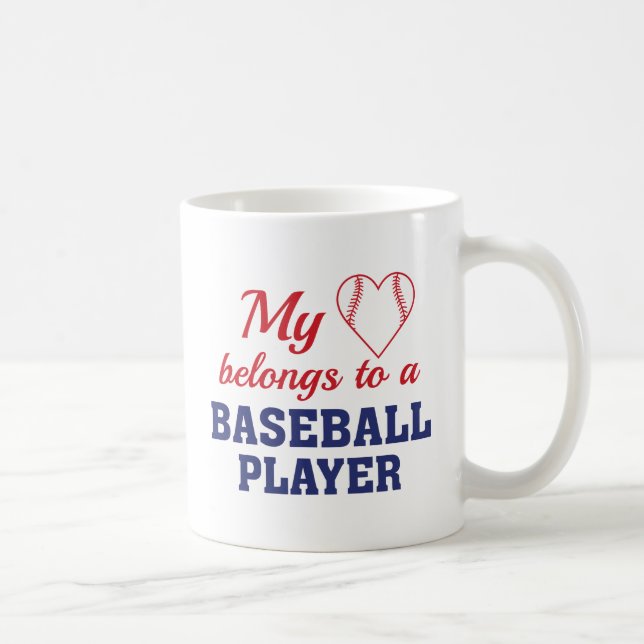 Caneca De Café Coração Pertence Baseball (Direita)