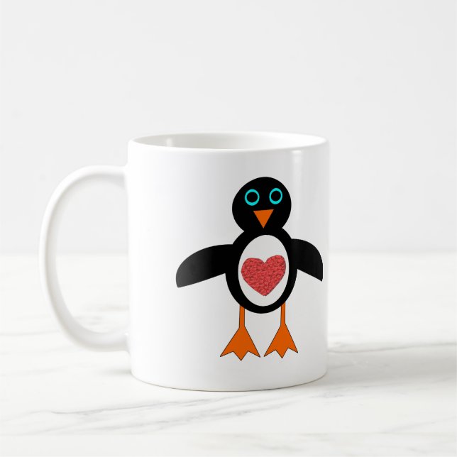 Caneca De Café Coração Pinguim-Pinguim-Coração Bonito (Esquerda)