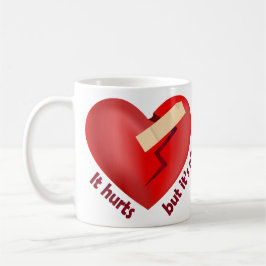 Caneca De Café Coração quebrado curado com correção e citação de 