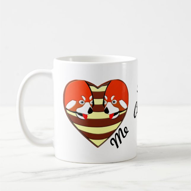 Caneca De Café Coração Red Panda Love (Esquerda)