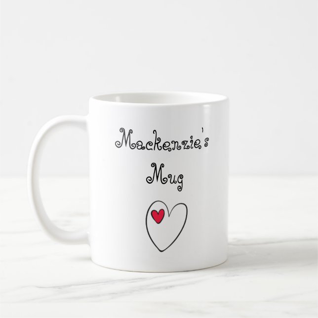 Caneca De Café Coração Romântico Personalizado (Esquerda)