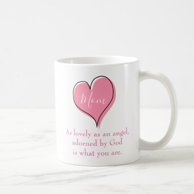 Caneca De Café Coração rosa adorável para a mãe (Direita)