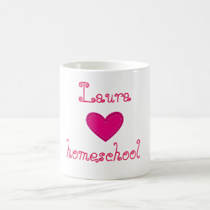 Caneca De Café Coração rosa ama a escola