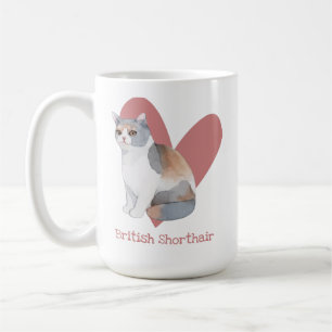 Caneca De Café Coração Rosa-Gatinho de Aquarela de Cabra Curta Br