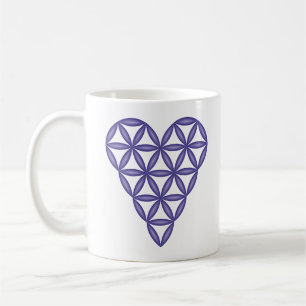 Caneca De Café Coração Sagrado - Coração da vida, 3D/Azul.
