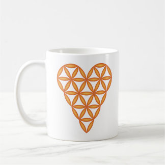 Caneca De Café Coração Sagrado - Coração da vida, 3D/Laranja.