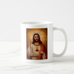 Caneca De Café Coração sagrado de Jesus com oração