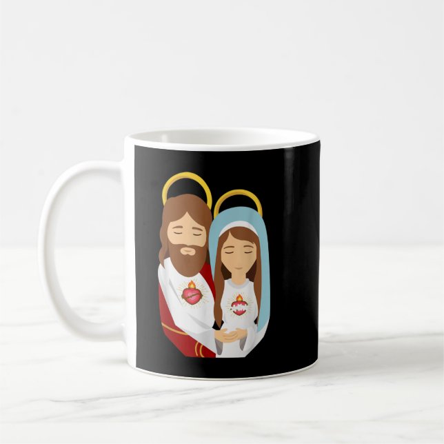 Caneca De Café Coração Sagrado e Imaculado Imaginário Jesus e (Esquerda)