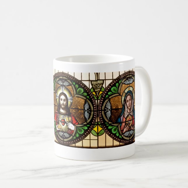 Caneca De Café Coração Sagrado/Imaculada (Frente Esquerda)