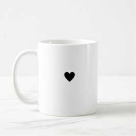 Caneca De Café Coração Simples Preto Branco Moderno Minimalista C
