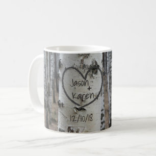 Caneca De Café Coração Talhado Rústico Country Personalizado