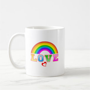 Caneca De Café Coração Vermelho Arco-Íris Colorido Amor