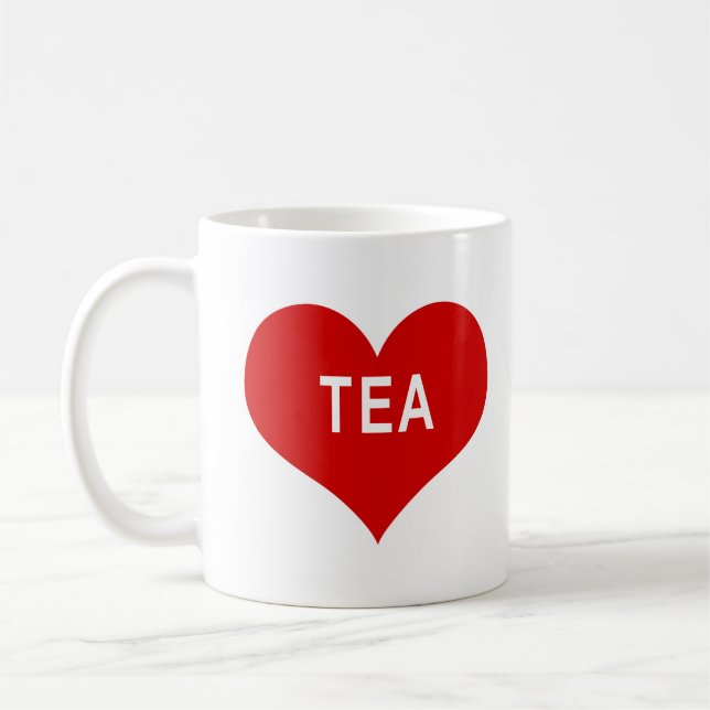 Caneca De Café Coração Vermelho de Chá (Esquerda)