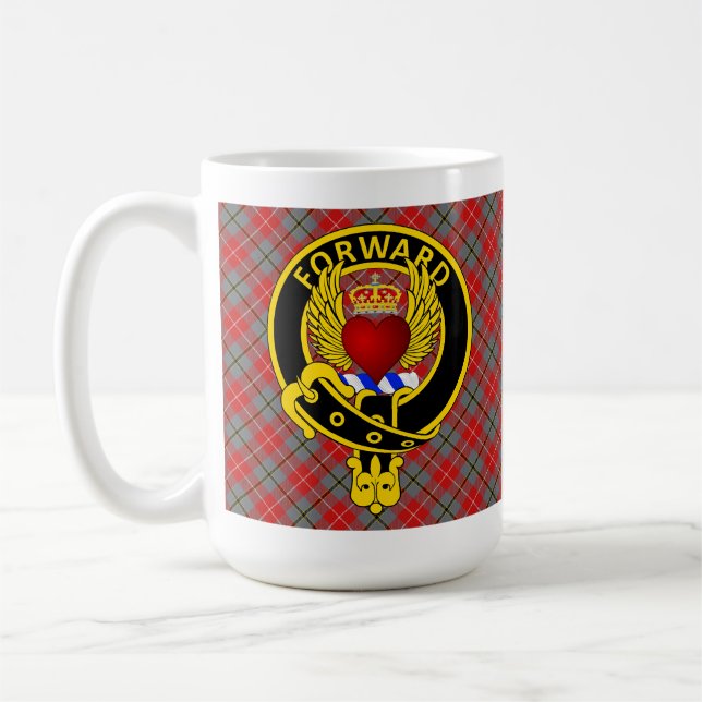 Caneca De Café Coração Vermelho Duglas Tartan Mug, Asa "Fora" (Esquerda)