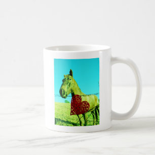 Caneca De Café Coração Vermelho e Cavalo