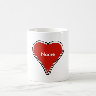 Caneca De Café Coração Vermelho esperando um nome
