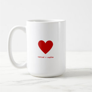 Caneca De Café Coração Vermelho Minimalista Moderno Casal Persona