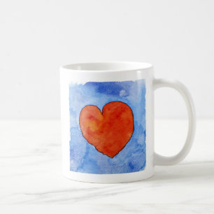 Caneca De Café Coração vermelho no azul 2011