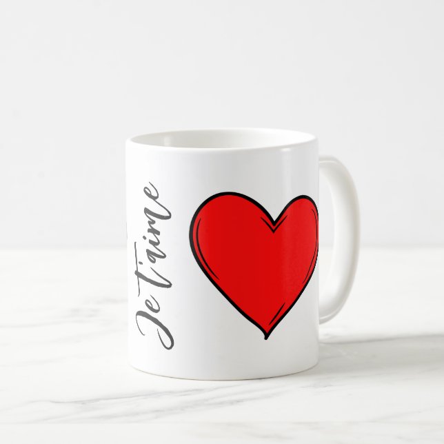 Caneca De Café Coração Vermelho Personalizado (Frente Esquerda)