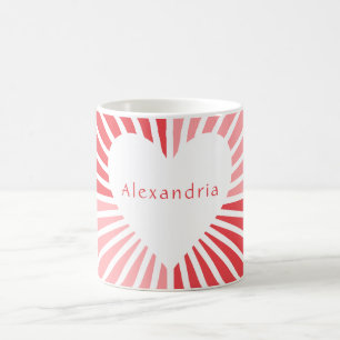 Caneca De Café Coração vermelho rosa personalizado