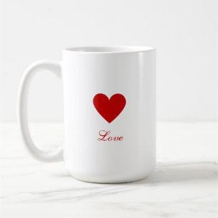 Caneca De Café Coração Vermelho Simples Personalizado Amor