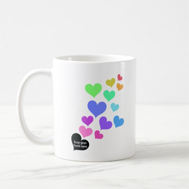 Caneca De Café Corações Abertos do Arco-íris (Esquerda)