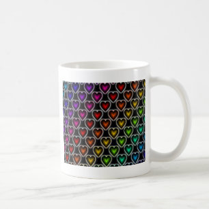 Caneca De Café Corações Arco-Íris