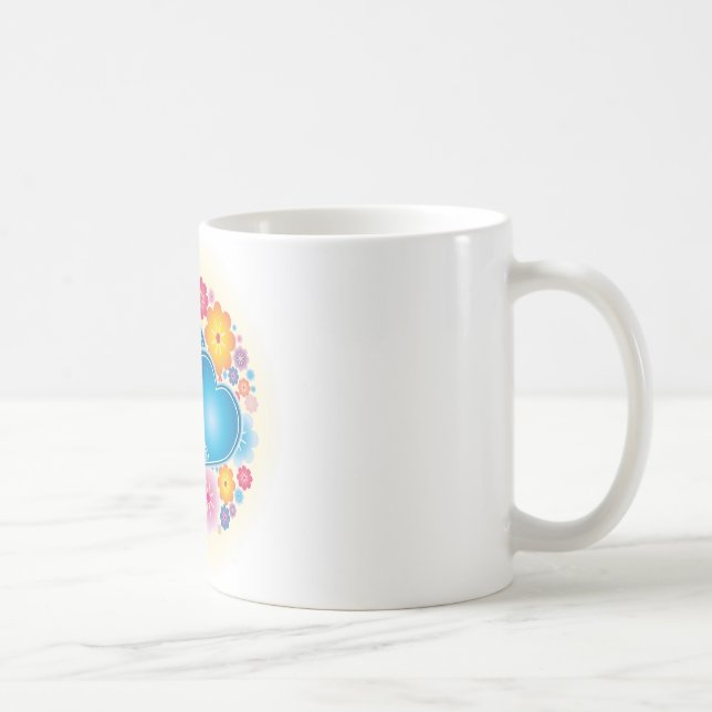 Caneca De Café Corações Azuis Floral (Direita)