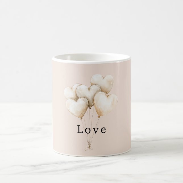 Caneca De Café Corações Balões de Creme Rosado Amor (Centro)
