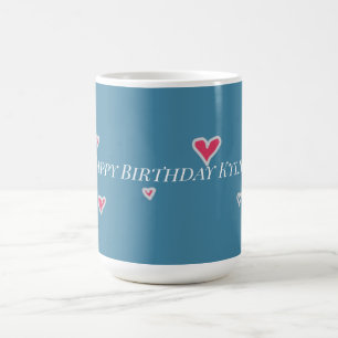 Caneca De Café Corações bonito E Coloridos De Aniversário Para Su