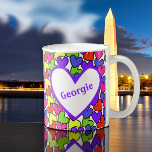 Caneca De Café Corações brilhantes