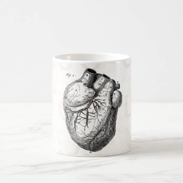 Caneca De Café Corações cardíacos retros da anatomia do coração (Centro)